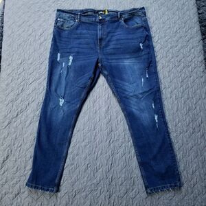 Raw X Jeans Mens 48X32 Blue Slim Straight Leg Dark Wash American Denim Distresse